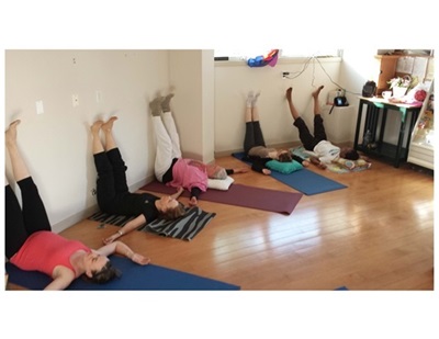 Furniture evaporated! Lobby transformed into yoga studio!